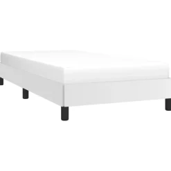 Łóżko tapicerowane rama łóżka ze stelażem białe skóra sztuczna 90x190 cm