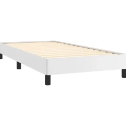 Łóżko tapicerowane rama łóżka ze stelażem białe skóra sztuczna 90x190 cm