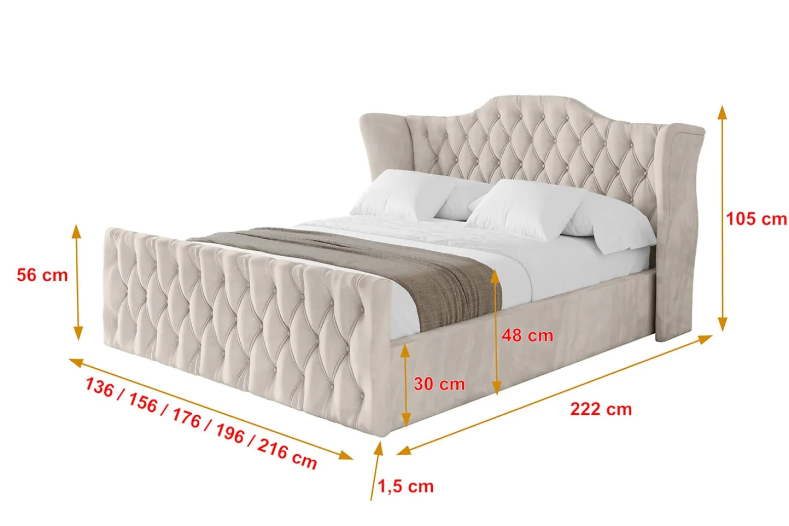 Łóżko tapicerowane z materacem + pojemnik ZORA-Z-120x200 cm Beżowy