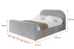 Łóżko tapicerowane z materacem + pojemnik TIVO-Z-120x200 cm Jasnoszary