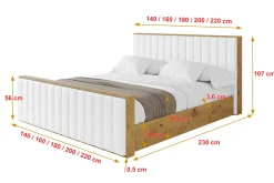 Łóżko tapicerowane z materacem + pojemnik ENZO4-Z-120x200 cm Biały