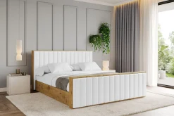Łóżko tapicerowane z materacem + pojemnik ENZO4-Z-120x200 cm Biały