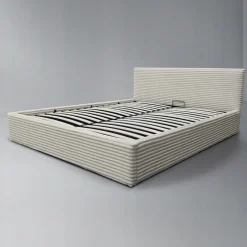 Łóżko tapicerowane z pojemnikiem i stelażem LT100 Cordo 140x200x80 krem
