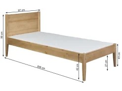 Łóżko 90x200 drewniane PRESTO kolor dębowy, stelaż i materac