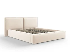 Łóżko ze schowkiem i zagłów. JODIE 160x200 Welur Beż jasny