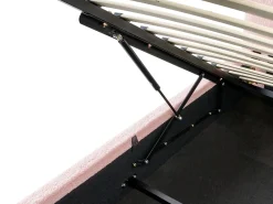 Łóżko z pojemnikiem 90 x 200 cm z zagłówkiem różowe boucle