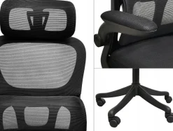 Krzesło biurowe ergonomiczne regulowane obrotowe KB112 czarne