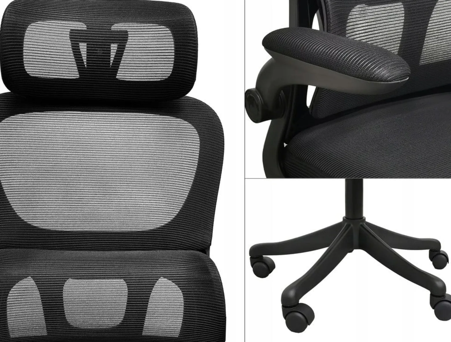 Krzesło biurowe ergonomiczne regulowane obrotowe KB112 czarne