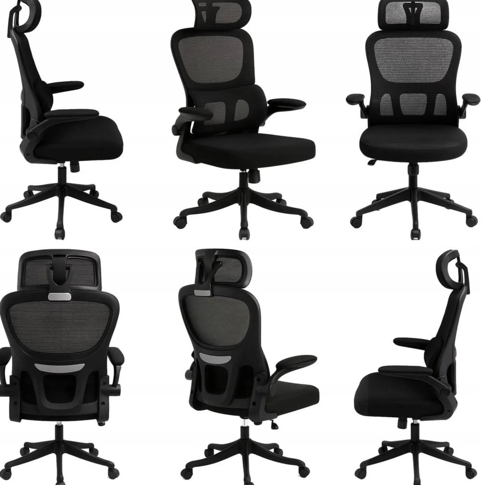 Krzesło biurowe ergonomiczne regulowane obrotowe KB112 czarne