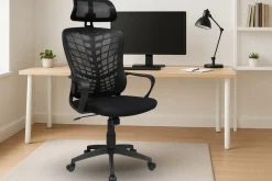 Krzesło biurowe regulowany obrotowy fotel biurowy ergonomiczny KB108 czarny