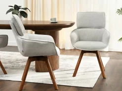 Krzesło dorian szary tkanina, podstawa orzech