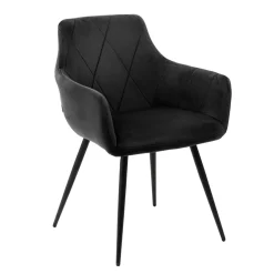 Krzesło FELLICE welurowe czarne 56x61x86 cm HOMLA