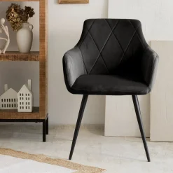 Krzesło FELLICE welurowe czarne 56x61x86 cm HOMLA