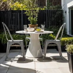 Krzesło metalowe ogrodowe retro mocne srebrno szare 30,4x30,5x85