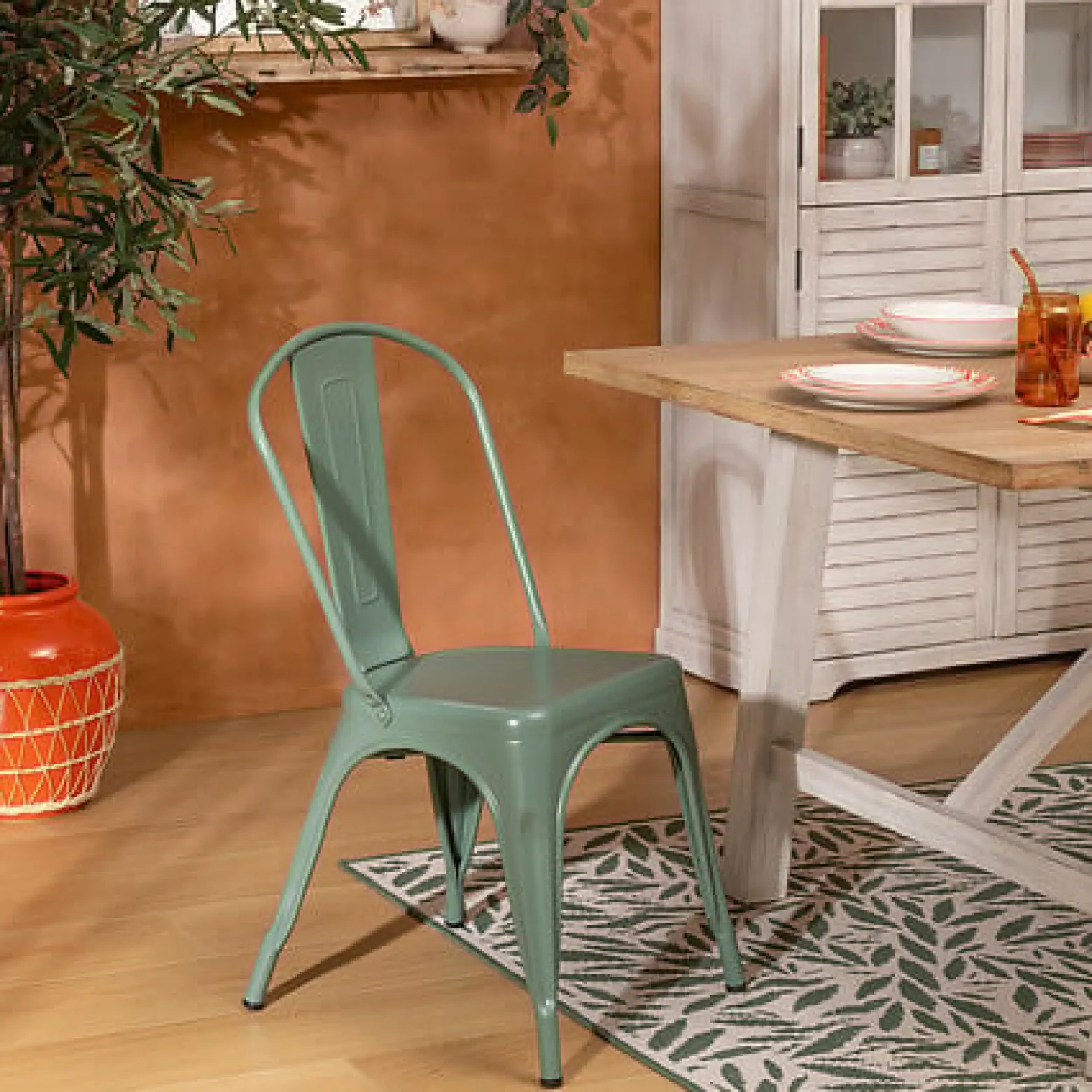 KRZESŁO Paris Edge METALOWE oliwkowe w stylu loft