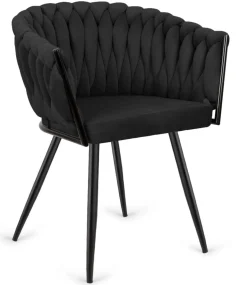 Krzesło plecione Lugano fotel TRECCIA BLACK VELVET SMOKE