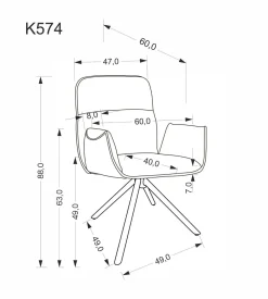 Krzesło tapicerowane K574 szare obracane