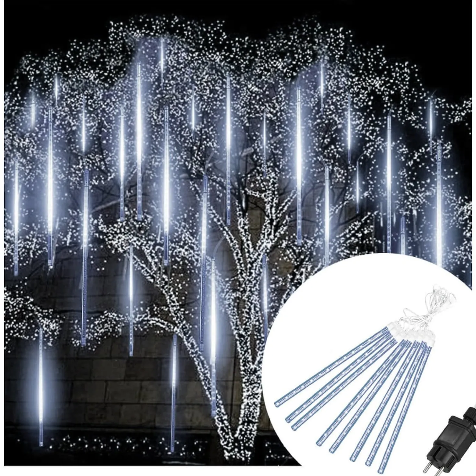 Kurtyna 288 LED meteory lampki zewnętrzne IP44 biały zimny