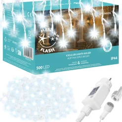 Kurtyna świetlna 500 led girlanda lampki zew. biały zimny