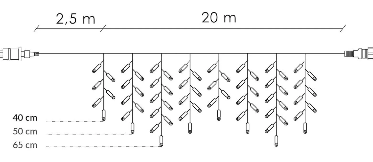Kurtyna świetlna 500 led girlanda lampki zew. biały zimny