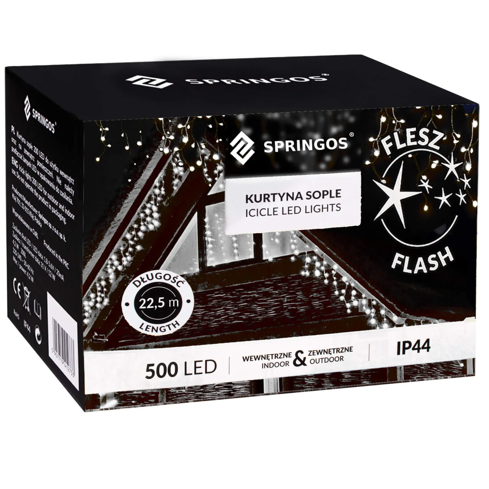 Kurtyna świetlna 500 led girlanda lampki zew. biały zimny