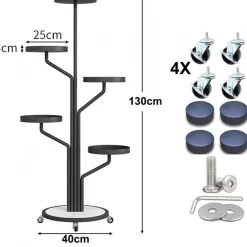 Kwietnik, Regał, Stojak Na Kwiaty Metalowy Okrągły Na Kółkach 130Х40Cm