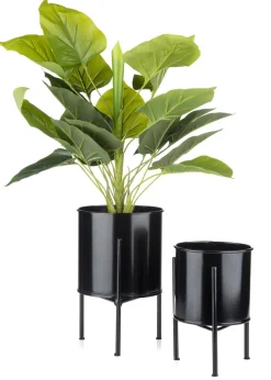 Kwietnik stojak z wkładem 24 cm czarny LOFT
