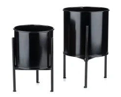 Kwietnik stojak z wkładem 24 cm czarny LOFT