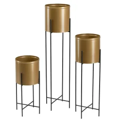 Kwietnik metalowy z osłonką na kwiaty 55 cm czarno złoty