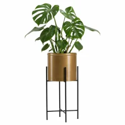 Kwietnik metalowy z osłonką na kwiaty 55 cm czarno złoty