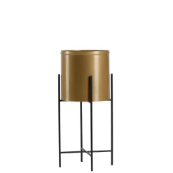 Kwietnik metalowy z osłonką na kwiaty 55 cm czarno złoty