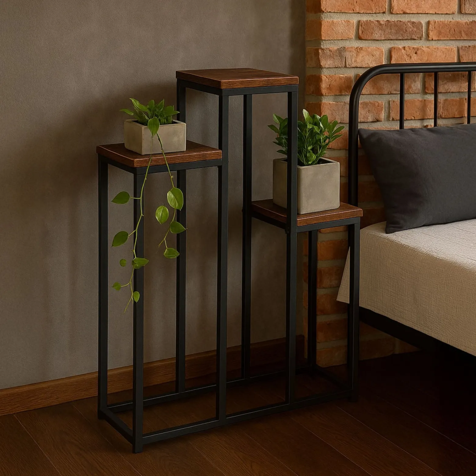 Kwietnik stojący stojak na kwiaty ozdoby 3 półki loft ModernHome