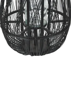 Lampion dekoracyjny bambusowy 56 cm czarny