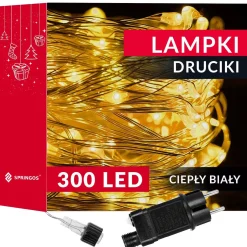 Lampki choinkowe 300 led druciki na prąd biały ciepły