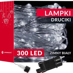 Lampki choinkowe 300 led druciki na prąd biały zimny