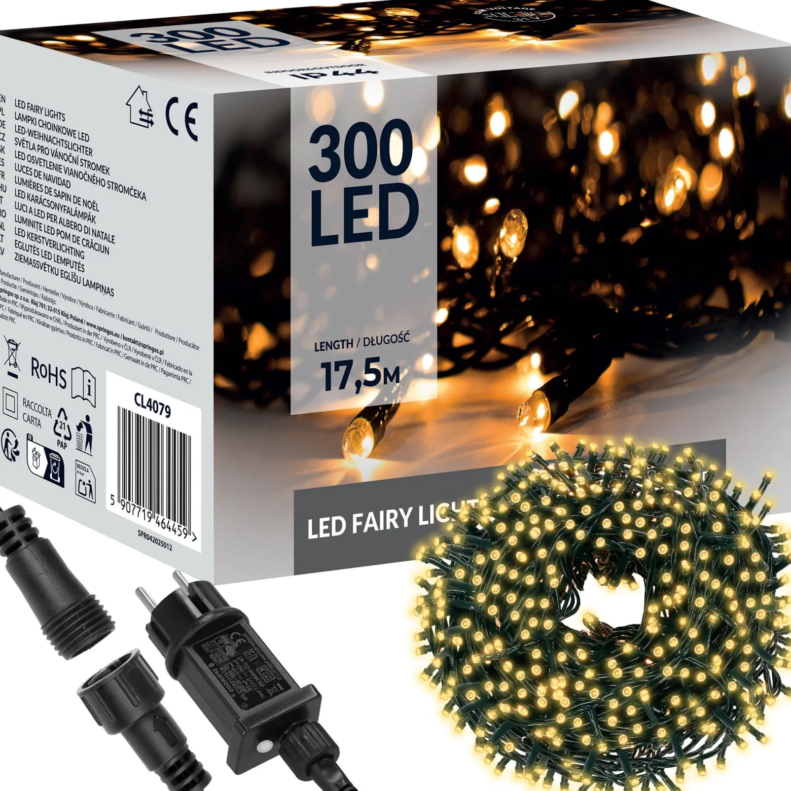 Lampki choinkowe 300 LED 15 m biały ciepły zewnętrzne