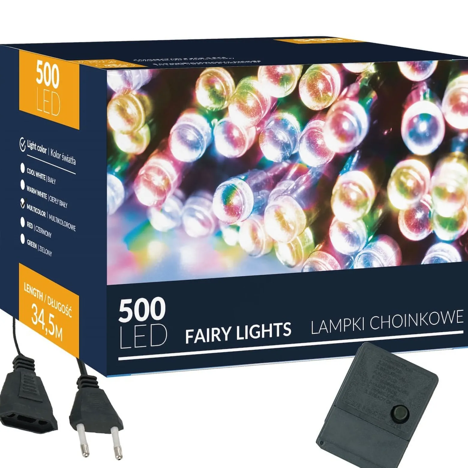 Lampki świąteczne 500 Led multikolor 34,5 m oświetlenie