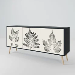 LEAFY STAMPS Komoda 3 drzwi Czarna-Bukowa skośna