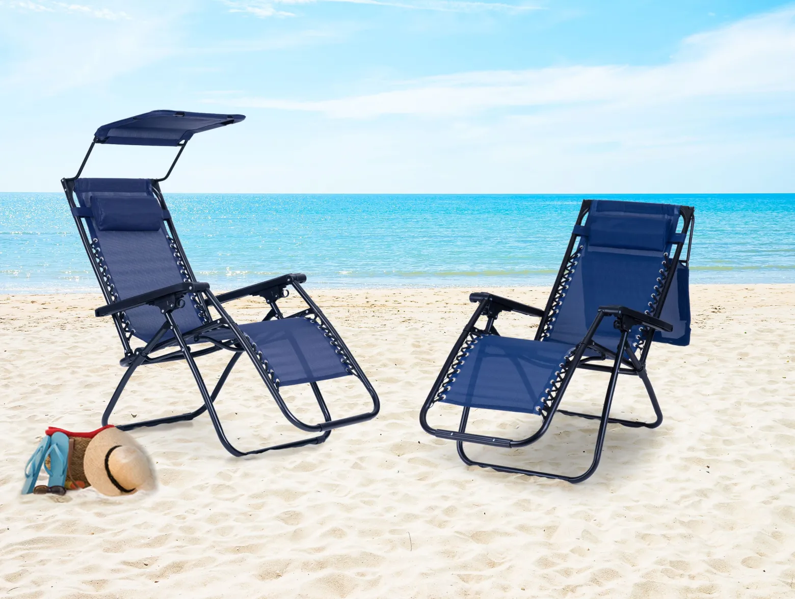 Leżak ogrodowy plażowy MultiGarden - niebieski