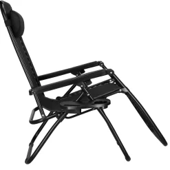Leżak zero gravity z zagłówkiem do ogrodu na taras czarny
