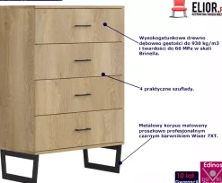 Loftowa komoda na nóżkach z szufladami - Mareon