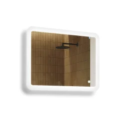Lustro łazienkowe LED 80x60cm - zaokrąglone - LED Dual, włącznik