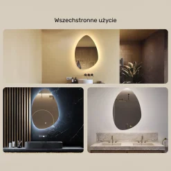 Lustro łazienkowe LED 64x94cm - nieregularne - LED Dual, włącznik