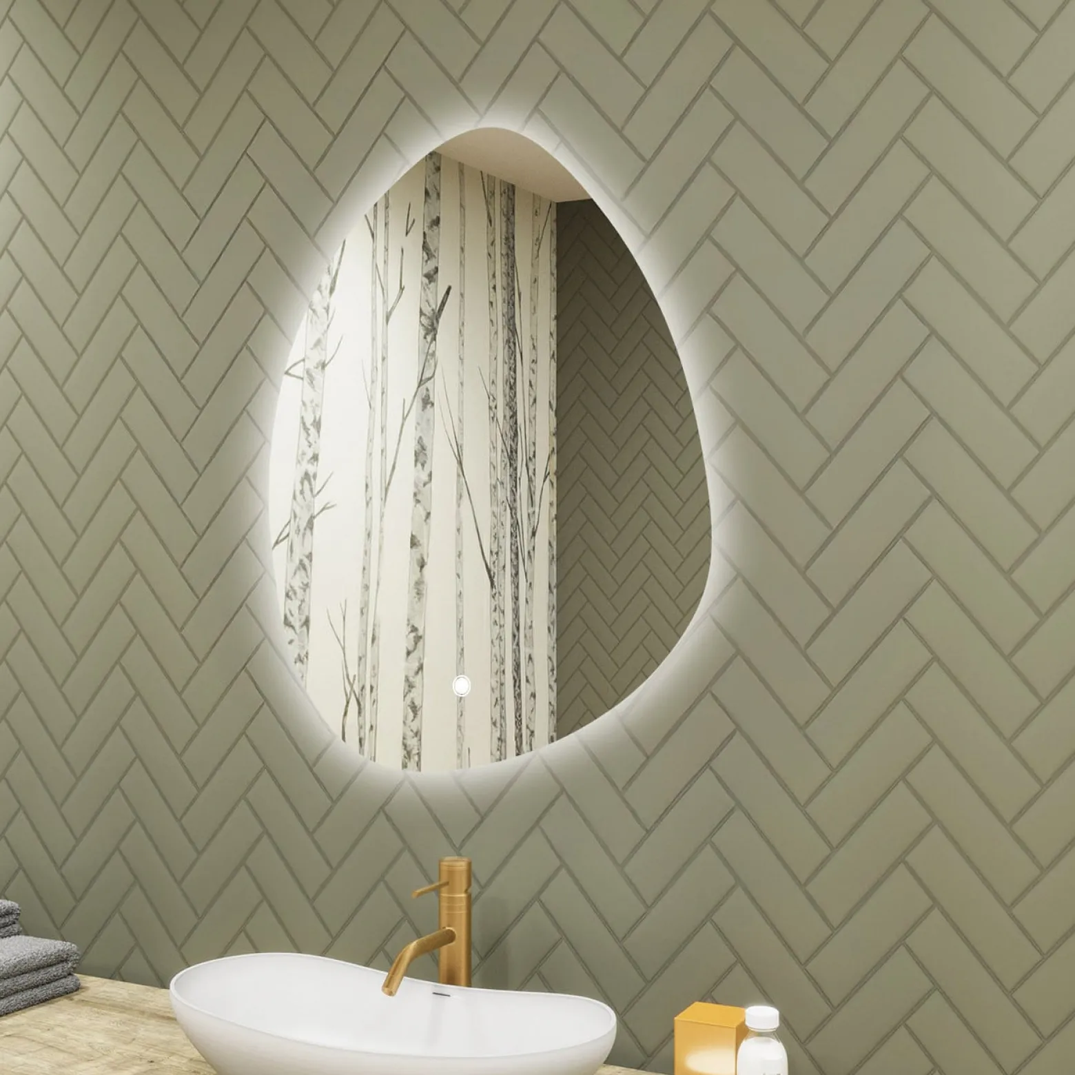 Lustro łazienkowe LED 64x94cm - nieregularne - LED Dual, włącznik