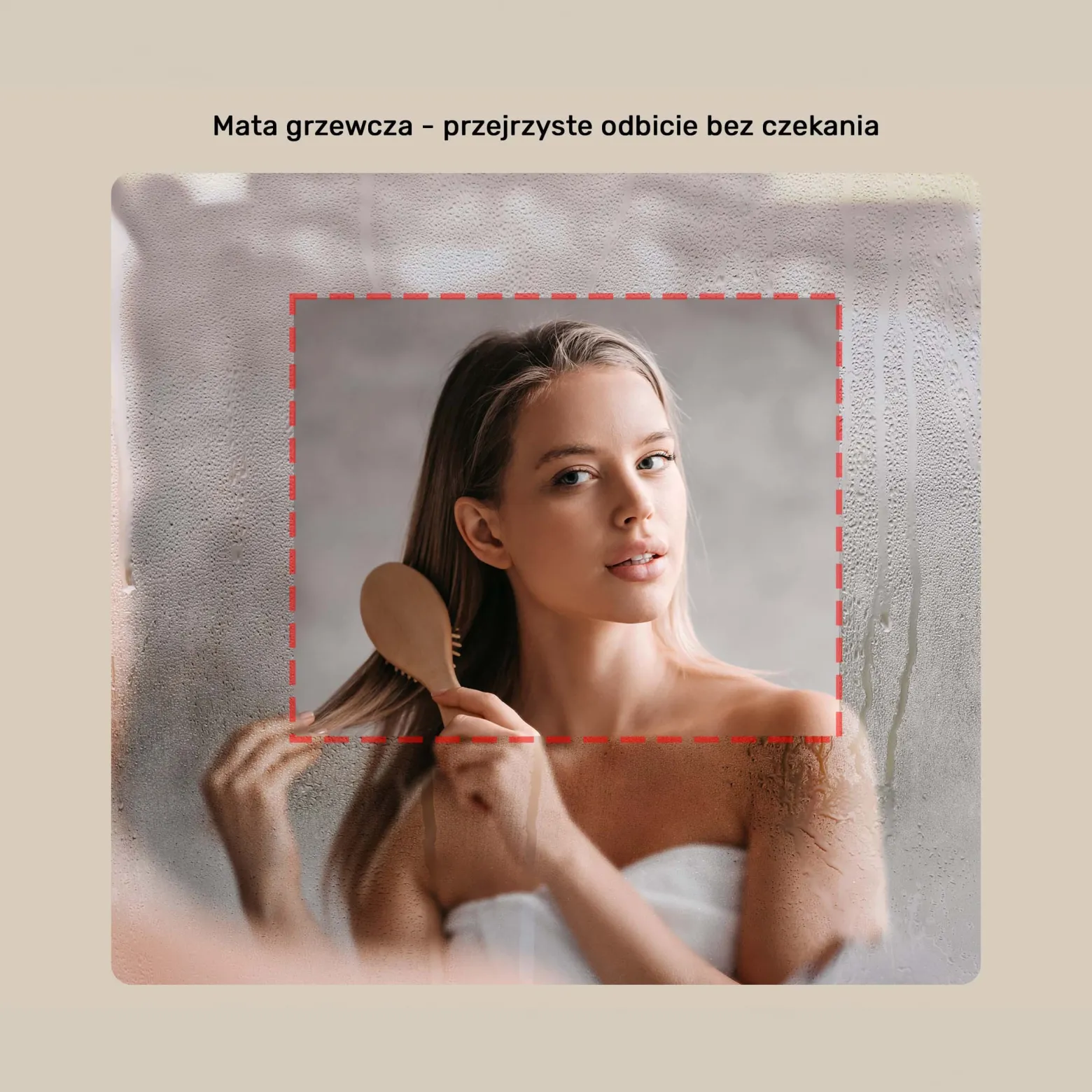Lustro łazienkowe 50x100 srebro szczotkowane LED dotyk + mata owalne