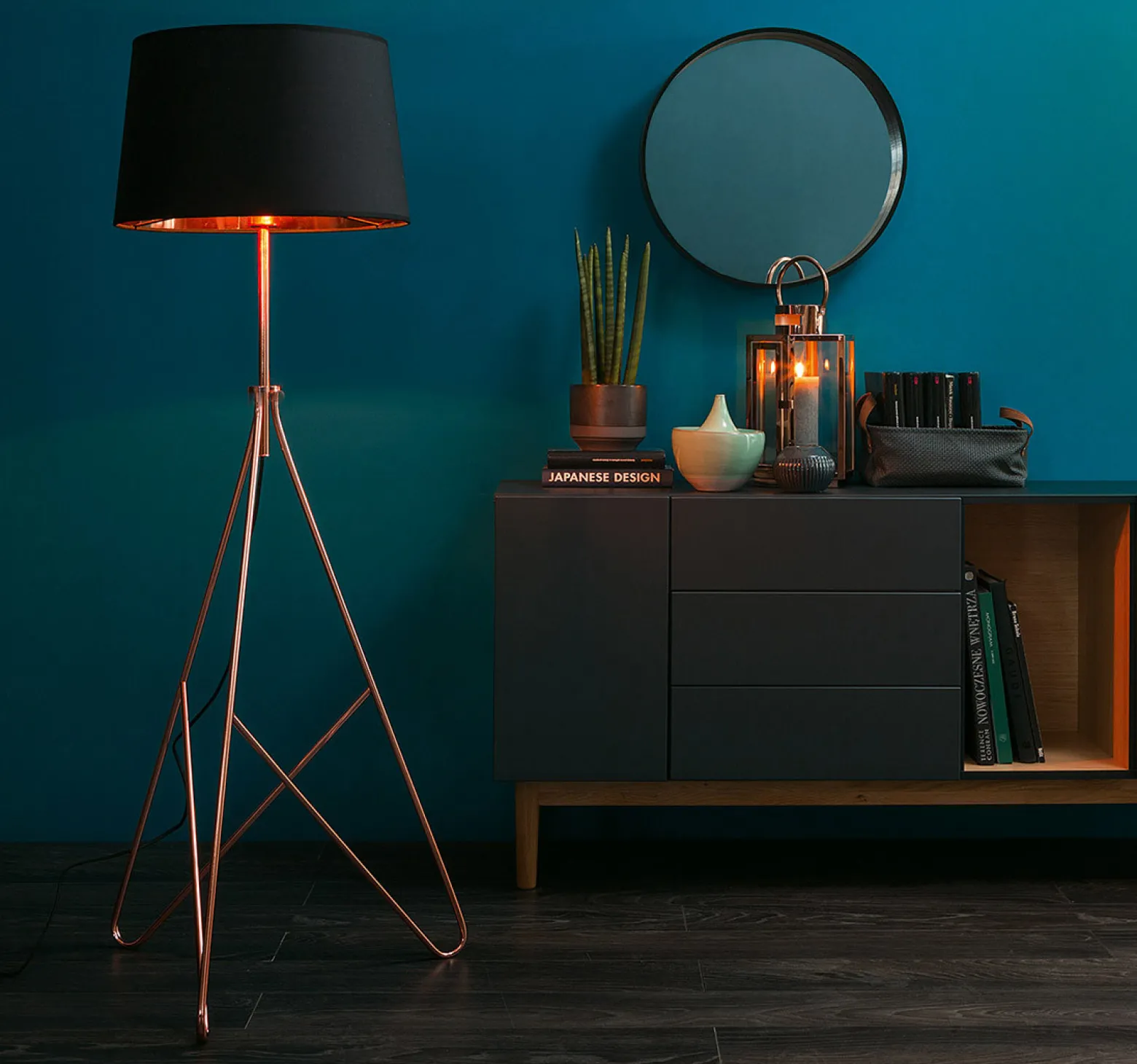 Lustro ścienne 50 cm czarne