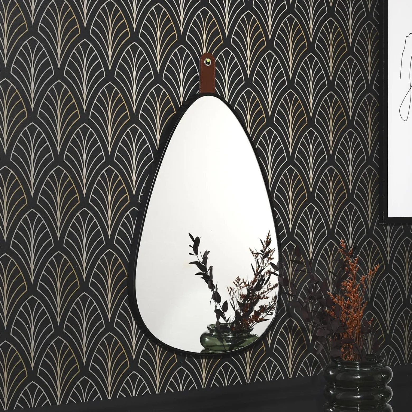 Lustro ścienne Drop Chic z paskiem 60x40 cm