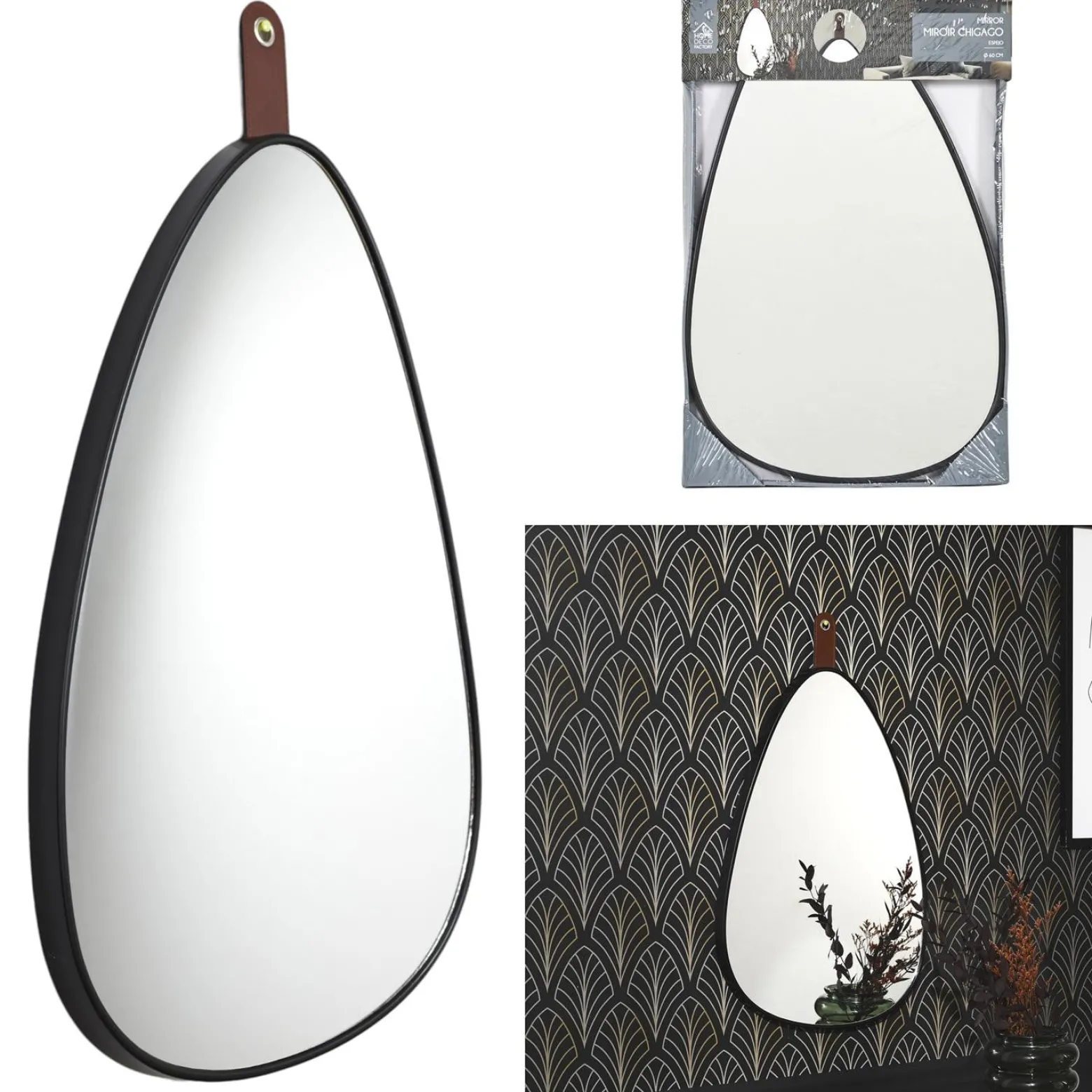 Lustro ścienne Drop Chic z paskiem 60x40 cm