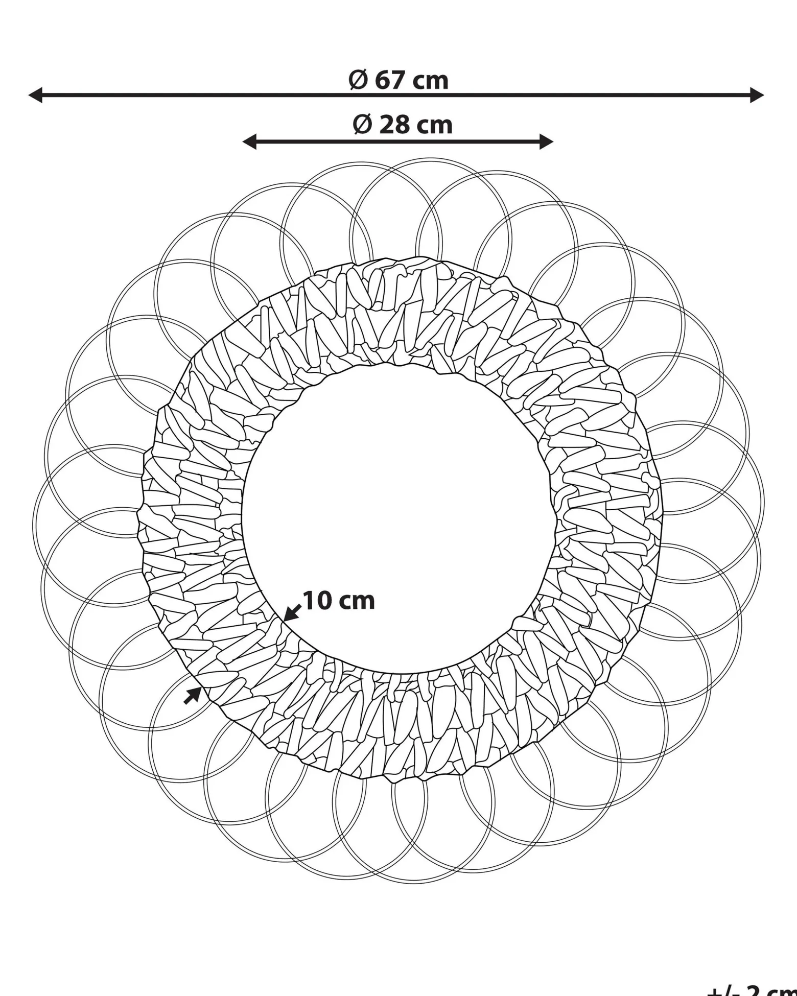 Lustro ścienne hiacynt wodny ø 67 cm naturalne