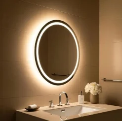 Lustro led fi 50cm okrągłe podświetlane + wodoodporne ledy cob 480 diod/m